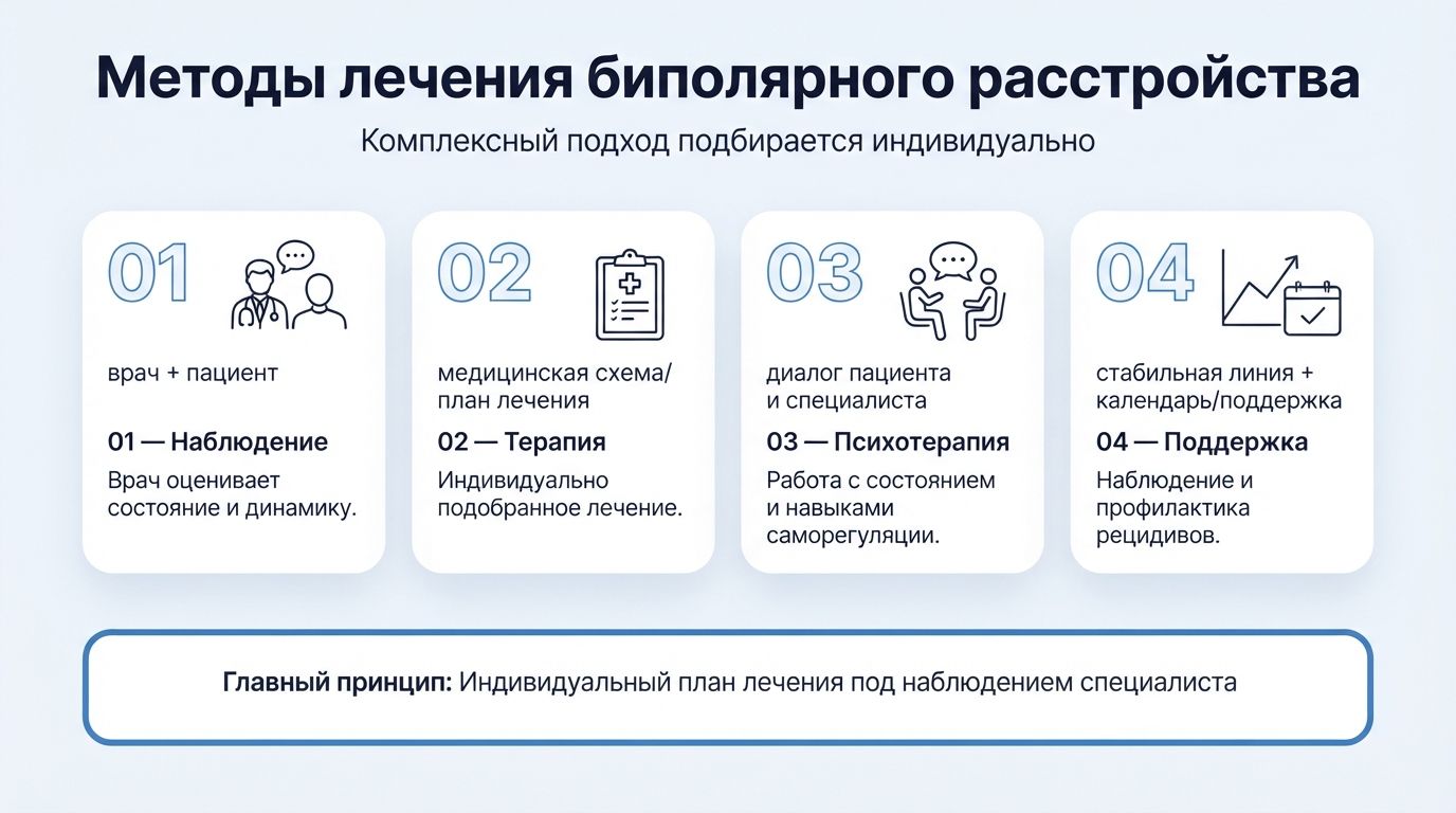 Лечение биполярного расстройства инфографика