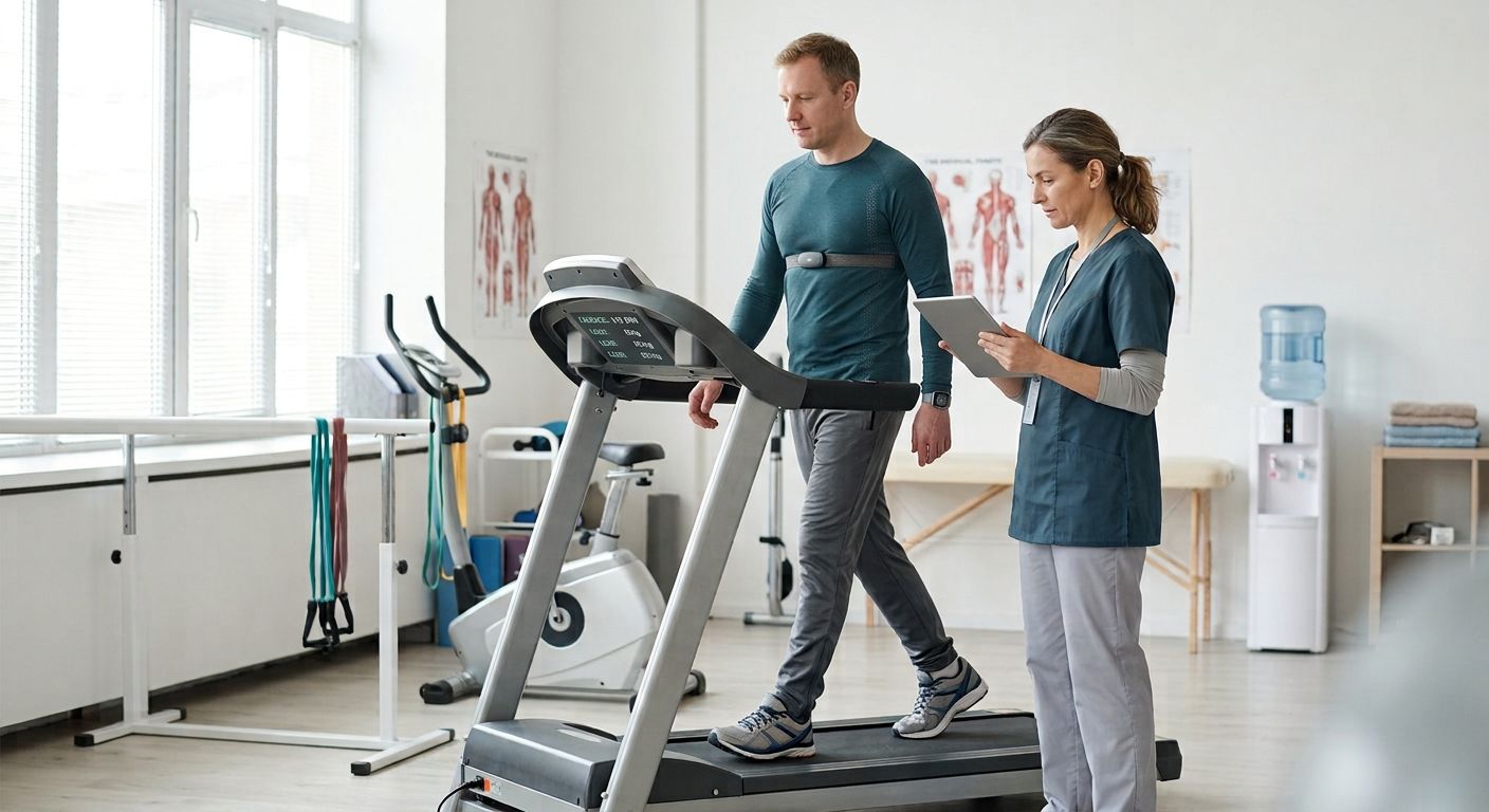 Виды реабилитации военных: мужчина на дорожке